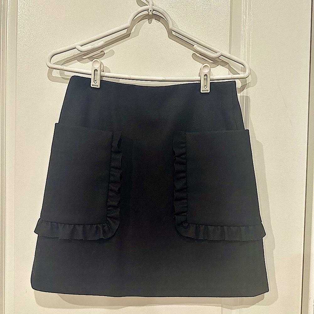 COS Black Wool Miniskirt w/Ruffled Pocket SZ 4